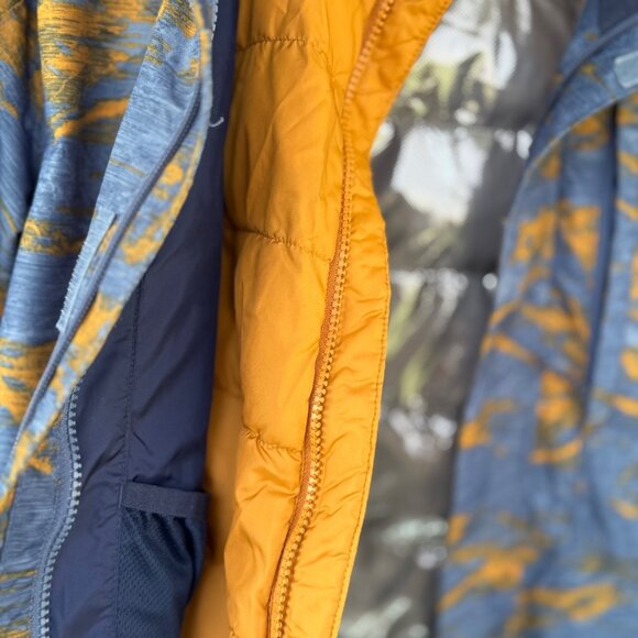Columbia Mens Large Interchange Jacket Blue/Gold Camouflage Waterproof Coat - Picture 12 of 12